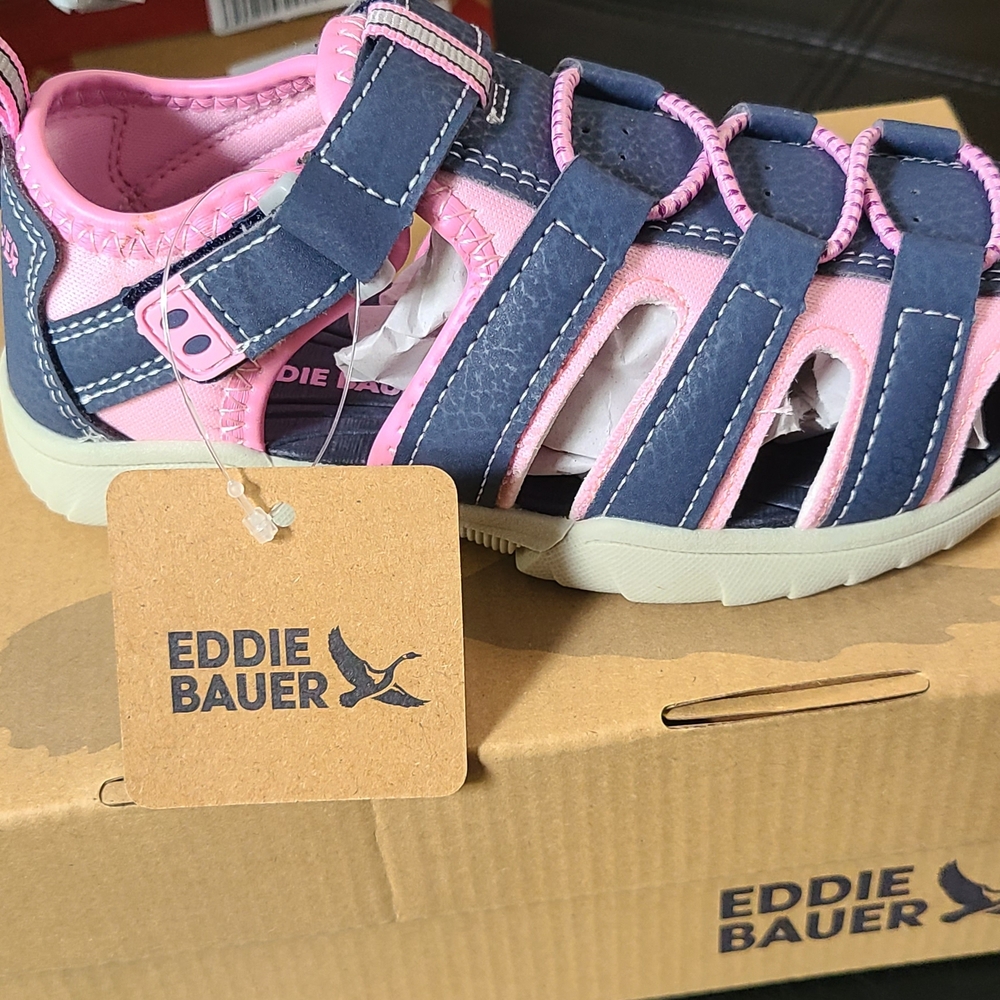 Eddie Bauer Navy Pink Sporty Sandals with Velcro Closure